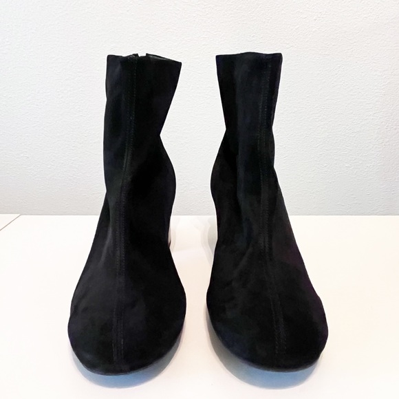 Paul Green Black Suede Ankle Booties with Chunky Block Heel Size 7.5 - Picture 2 of 11